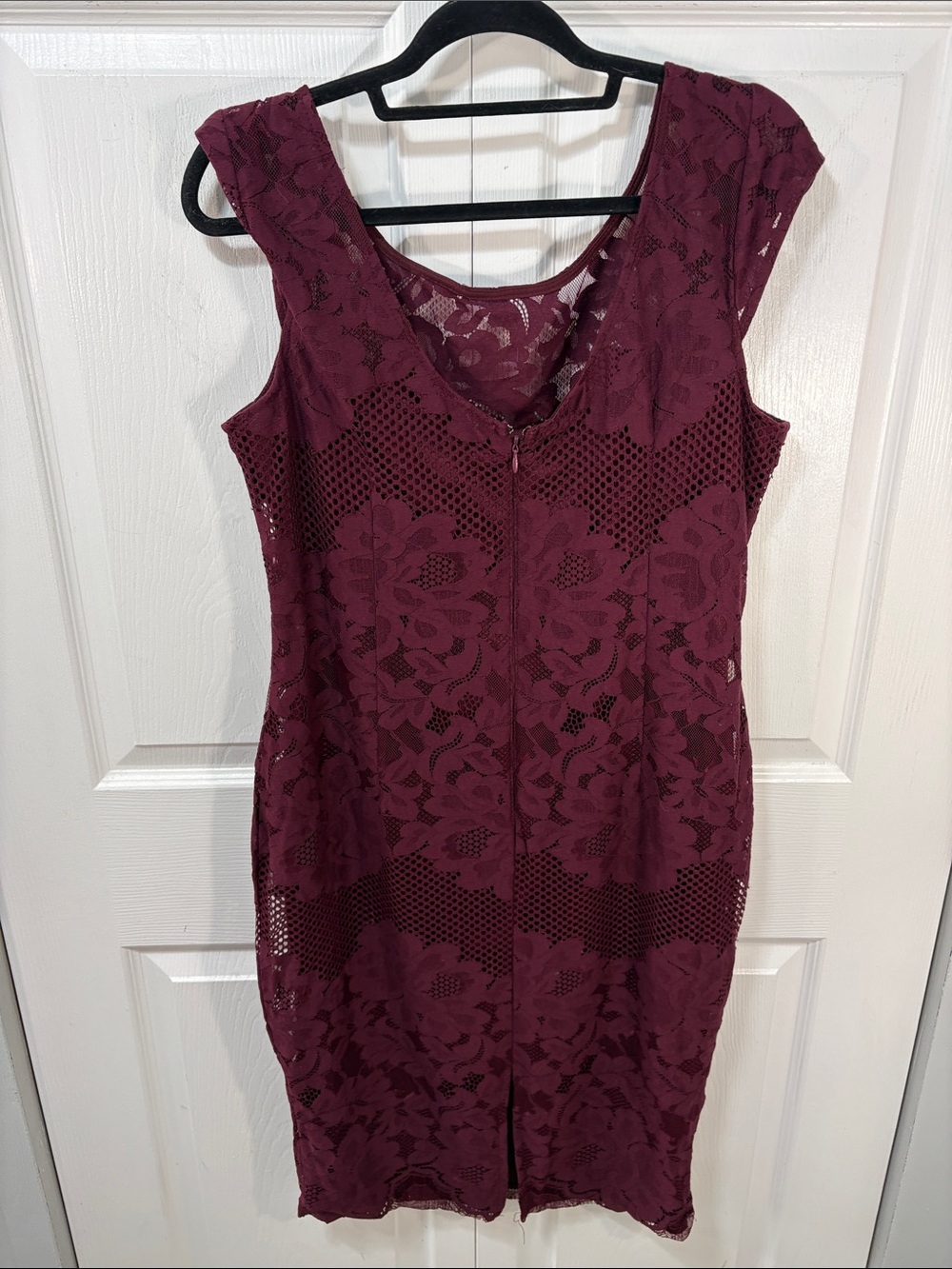 le chateau Burgundy Floral Lace Mini Dress - Picture 4 of 9